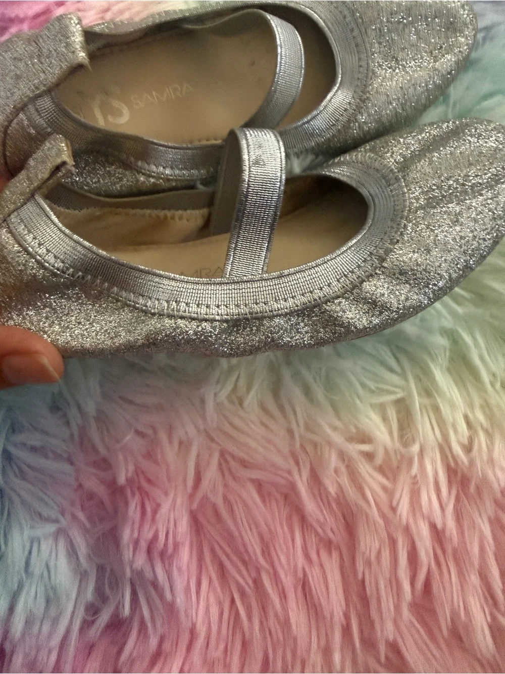Yosi Samra Silver Glitter Mary Jane Flats for toddle Girls - Picture 5 of 8